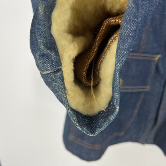 Vintage Key Imperial Wool Lined Denim Winter Heavy Coat Buttoned Men's XL - Picture 7 of 11